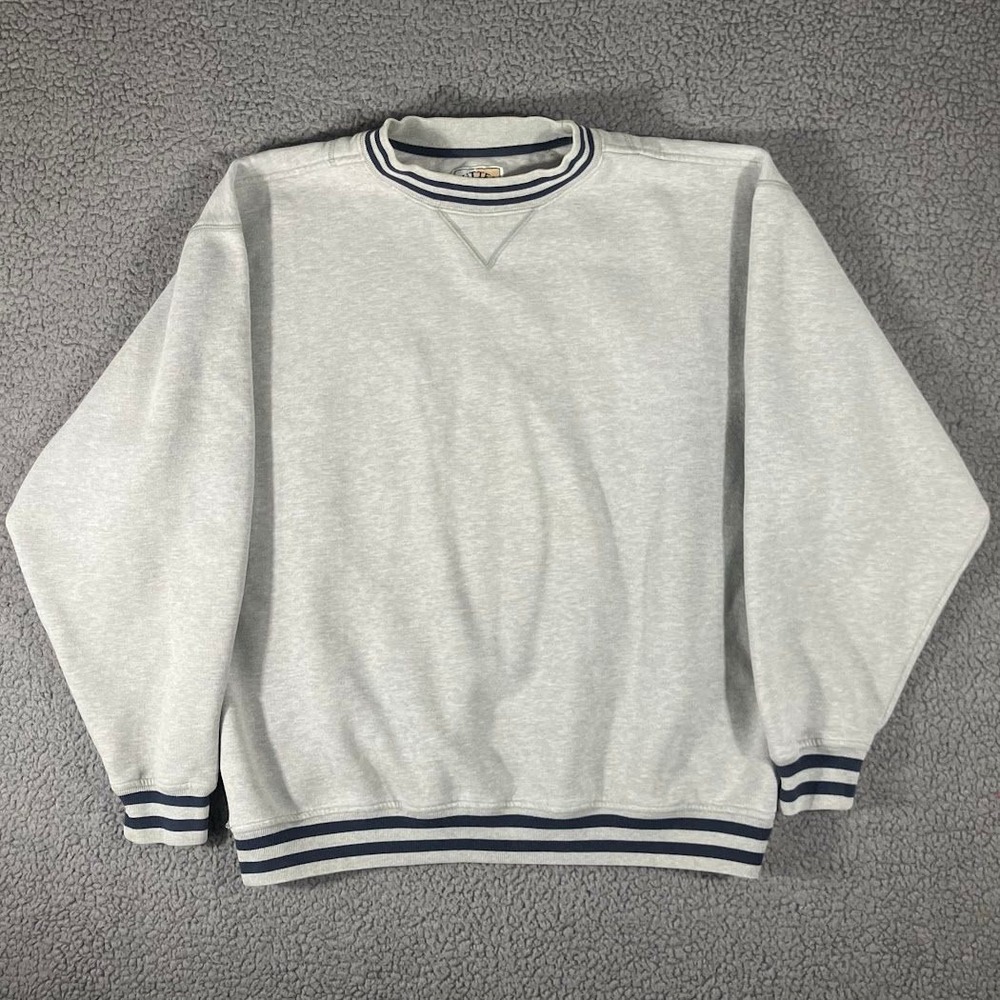 Vintage Cutter & Buck Gray Striped Trim Crewneck Sweatshirt XL Mens Retro 90s